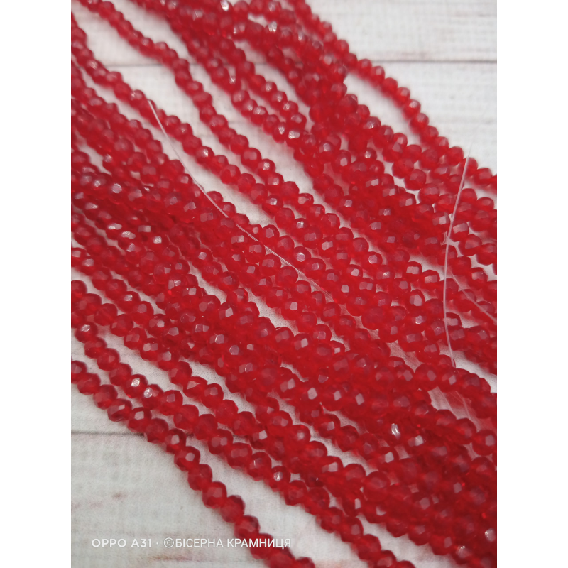 Ронделі, розмір 3,2*2,5 мм. Червоні прозорі