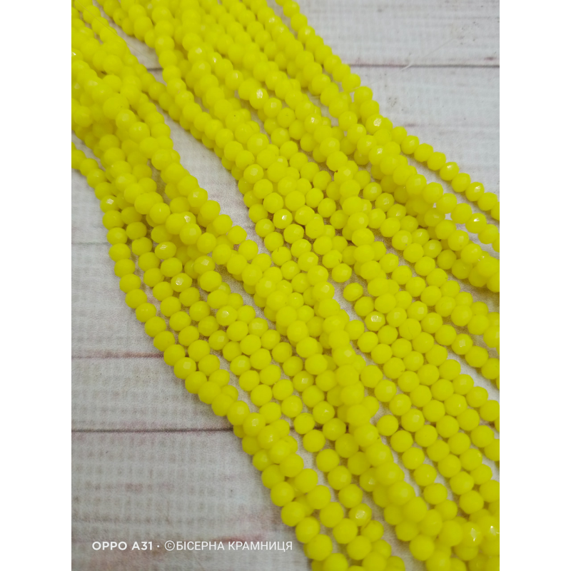 Ронделі, розмір 3,2*2,5 мм. Лимонні непрозорі