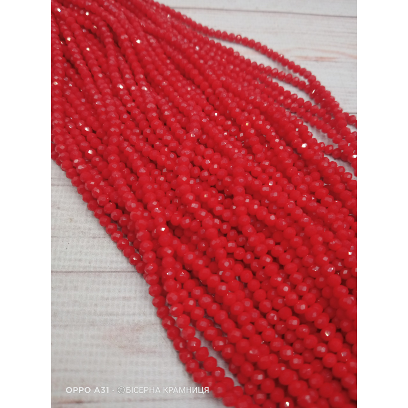 Ронделі, розмір 3.5*3 мм. Яскраві червоні непрозорі