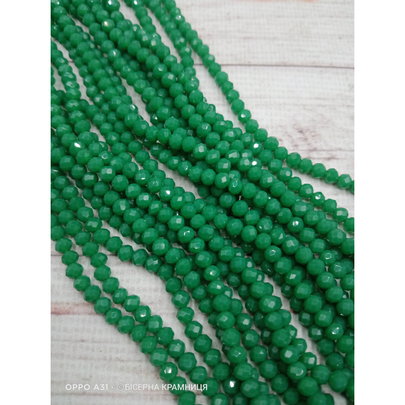 Ронделі, розмір 4*3 мм. Зелений трав“яний темний непрозорий