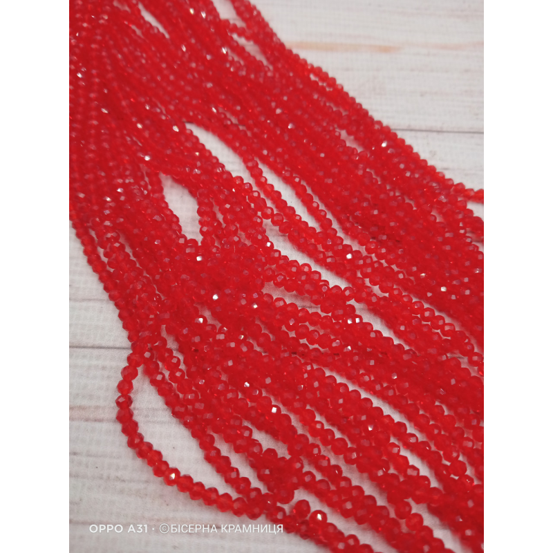 Ронделі, розмір 3,2*2,5 мм. Світлі червоні прозорі