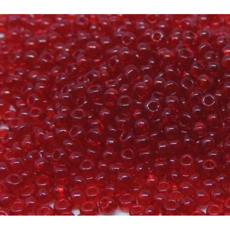 90090кв-10/0 Бісер Чехія (прозорий із квадратною серединкою, темний червоний), упаковка 50 грамів