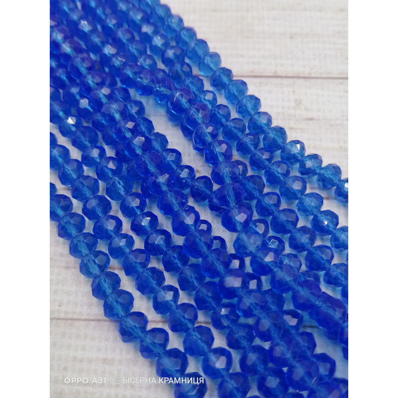 Ронделі, розмір 6*4 мм. Темно-блакитні прозорі