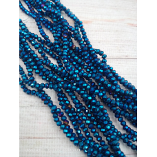 Ронделі, розмір 3,2*2,5 мм. Сині з гальванічним покриттям