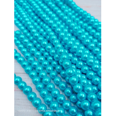 Майорка 6 мм, круглі намистини, скло. Колір блакитний аквамарин