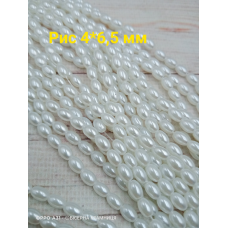 Майорка-рис, розмір 4*6,5 мм, скло. Колір білий