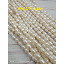 Майорка-рис, розмір 5*7,5 мм, скло. Колір бежевий світлий