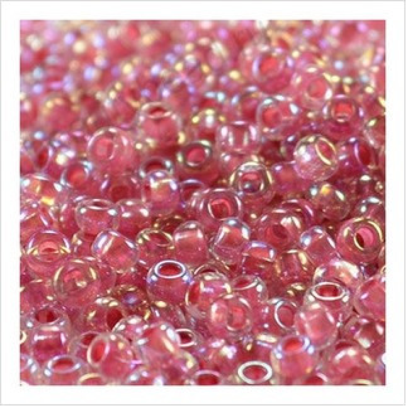 629-10/0-58598 Бісер Чехія (профарбований райдужний, рожево-червоний), упаковка 50 грамів