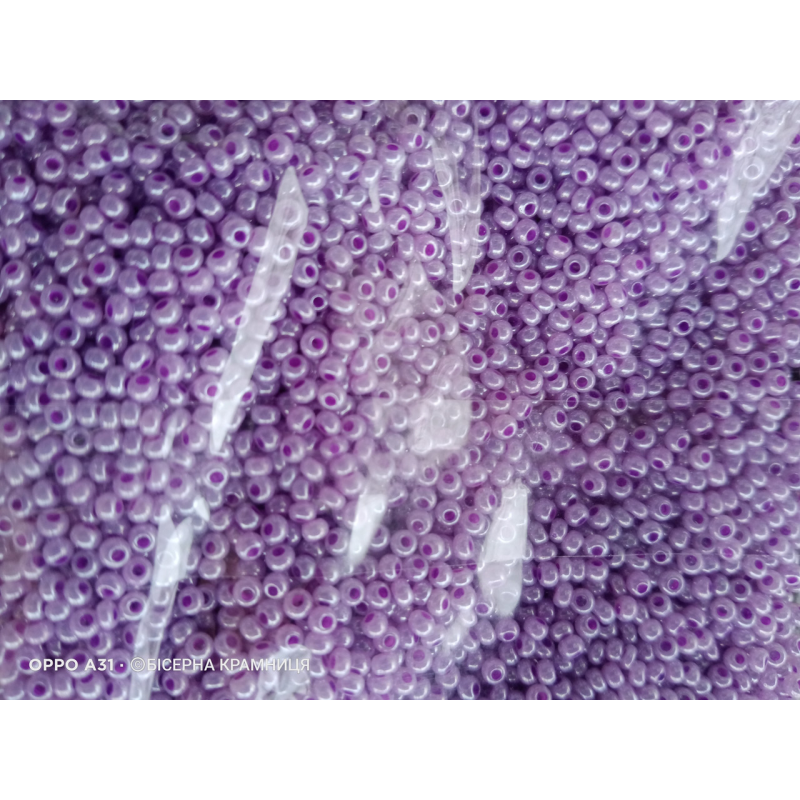 517-10/0-37128 Бісер Чехія (перламутровий, бузковий світлий), упаковка 50 грамів