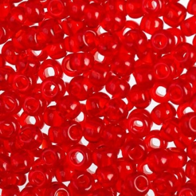 105-10/0-90050 Бісер Чехія (прозорий, червоний яскравий), упаковка 50 грамів