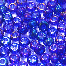 754-10/0-31100 Бісер Чехія (прозорий райдужний, синій), упаковка 50 грамів