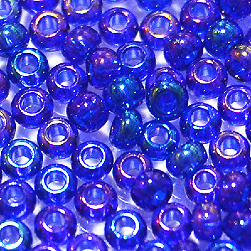 754-10/0-31100 Бісер Чехія (прозорий райдужний, синій), упаковка 50 грамів