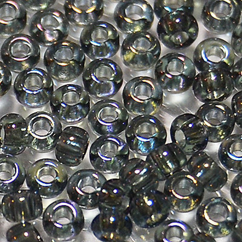 756-10/0-41010 Бісер Чехія (прозорий райдужний, сіро-бузковий), упаковка 50 грамів