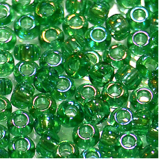 758-10/0-51100 Бісер Чехія (прозорий райдужний, блідо-зелений світлий), упаковка 50 грамів