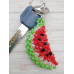 Брелок для ключів, для декору сумки, рюкзака Кавунчик із скляних ронделей. Ручна робота