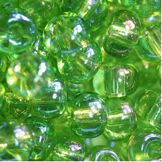 761-10/0-51220 Бісер Чехія (прозорий райдужний, жовто-зелений), упаковка 50 грамів