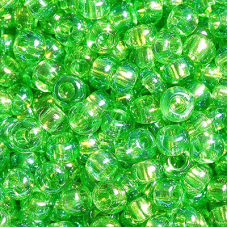 763-10/0-51430 Бісер Чехія (прозорий райдужний, зелений яблучний), упаковка 50 грамів