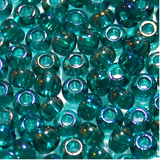 764-10/0-51710 Бісер Чехія (прозорий райдужний, смарагдовий), упаковка 50 грамів