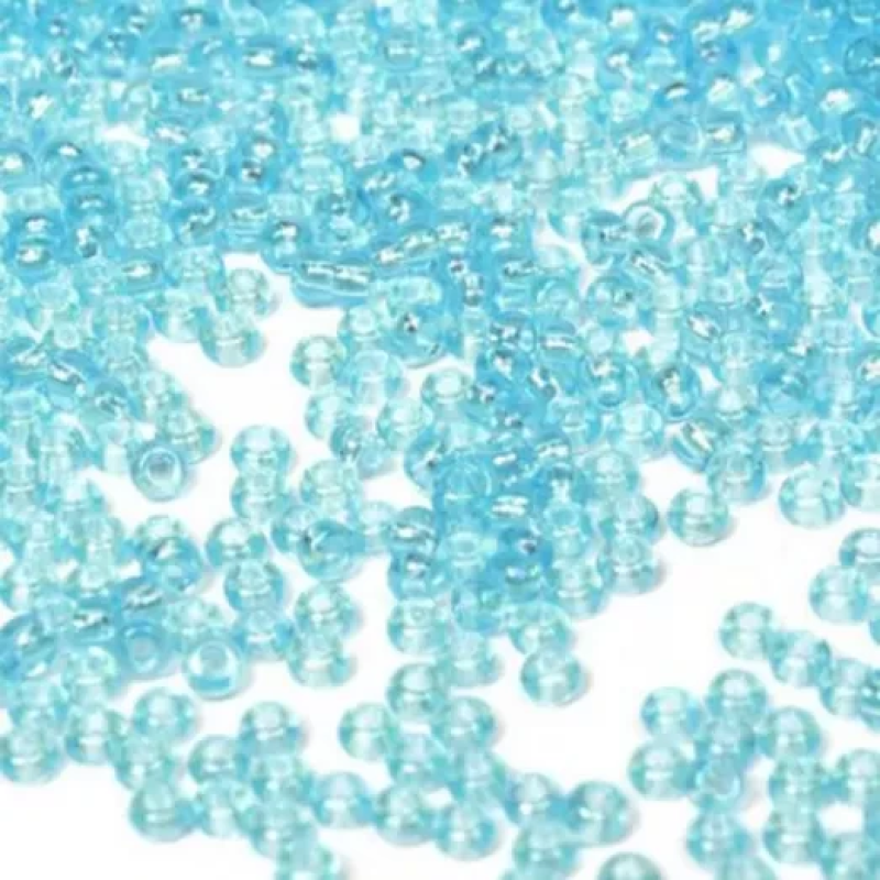 765-10/0-61000 Бісер Чехія (прозорий райдужний, смарагдово-блакитний), упаковка 50 грамів