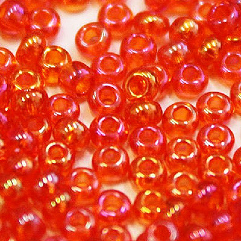 774-10/0-91030 Бісер Чехія (прозорий райдужний, червоно-помаранчевий), упаковка 50 грамів