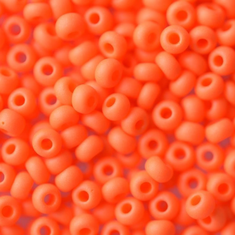830-10/0-93140 Бісер Чехія (матовий, морквяний), упаковка 50 грамів