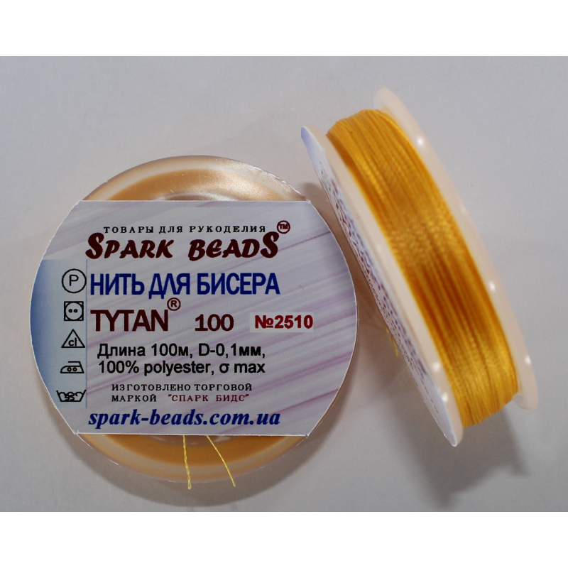 Нитка для бісеру TYTAN 100 № 2510 Абрикосовий (100 метрів)