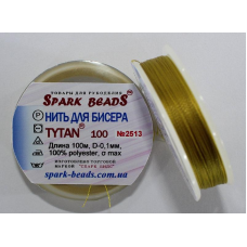 Нитка для бісеру TYTAN 100 № 2513 Золотисто-оливковий (100 метрів)