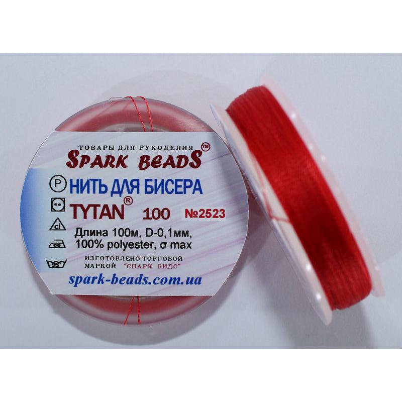 Нитка для бісеру TYTAN 100 № 2523 Червоний (100 метрів)