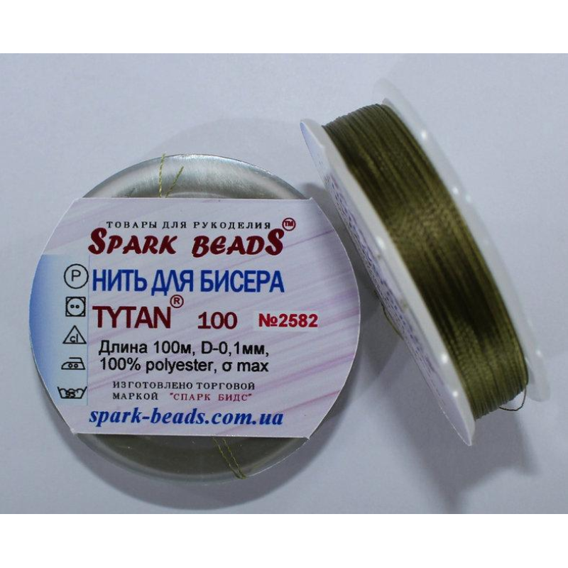 Нитка для бісеру TYTAN 100 № 2582 Болотний (100 метрів)