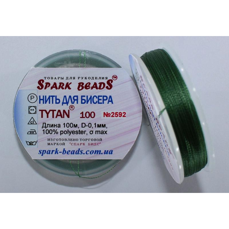 Нитка для бісеру TYTAN 100 № 2592 Зелений темний (100 метрів)
