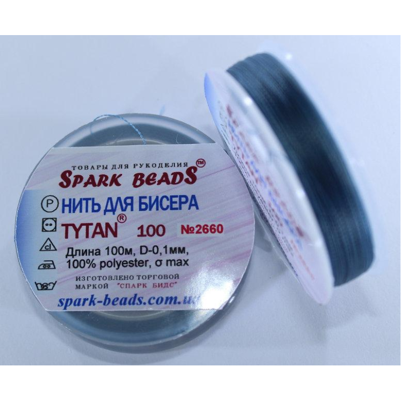 Нитка для бісеру TYTAN 100 № 2660 Джинсовий (100 метрів)