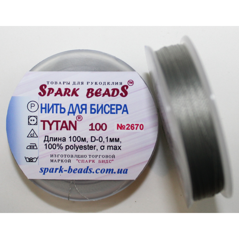 Нитка для бісеру TYTAN 100 № 2670 Сріблястий (100 метрів)