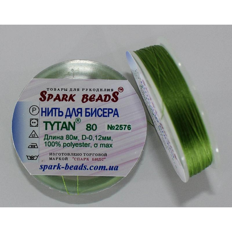 Нитка для бісеру TYTAN 80 № 2576 Зелений насичений (80 метрів)