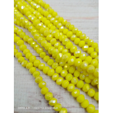 Ронделі, розмір 4*3 мм. Лимонні непрозорі з перламутровим напиленням