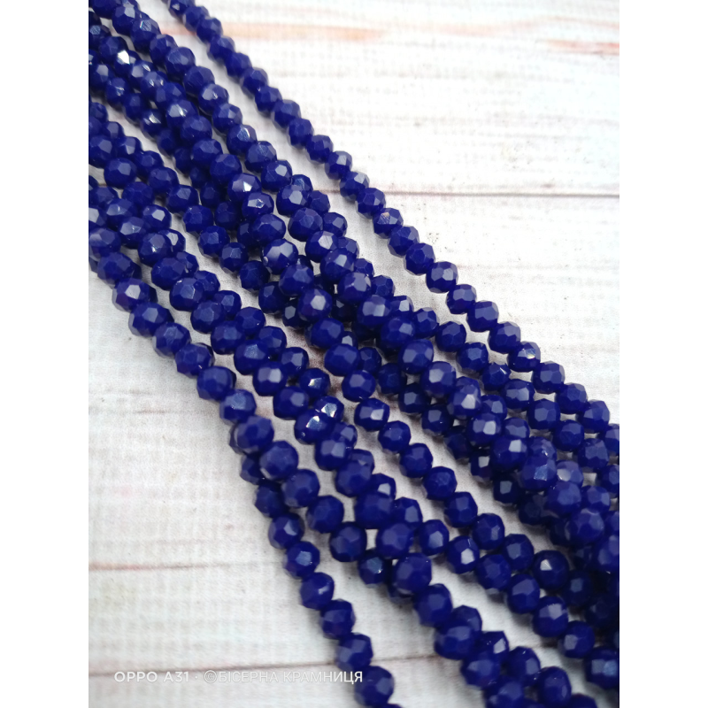 Ронделі, розмір 4*3 мм. Темно-сині непрозорі