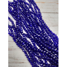 Ронделі, розмір 4*3 мм. Темно-сині прозорі