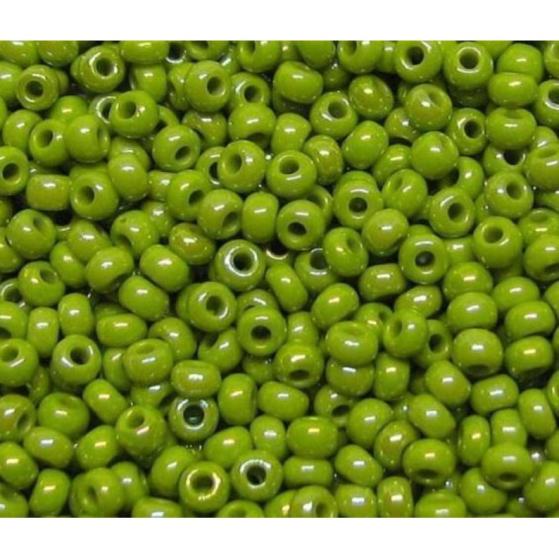 448-10/0-54430 Бісер Чехія (перлиновий з райдужним напиленням, оливковий), упаковка 50 грамів