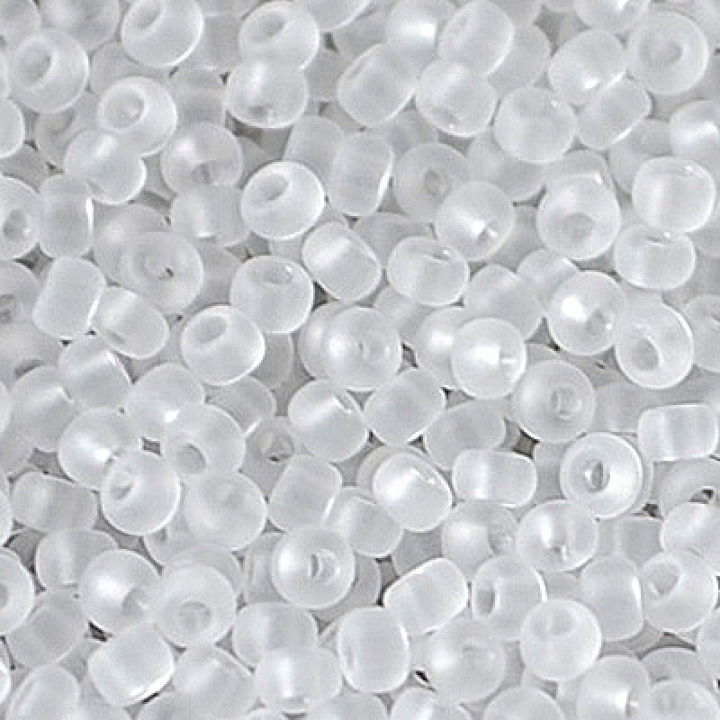 141-10/0-00050 Бісер Чехія (прозорий матовий, сніжний білий), упаковка 50 грамів
