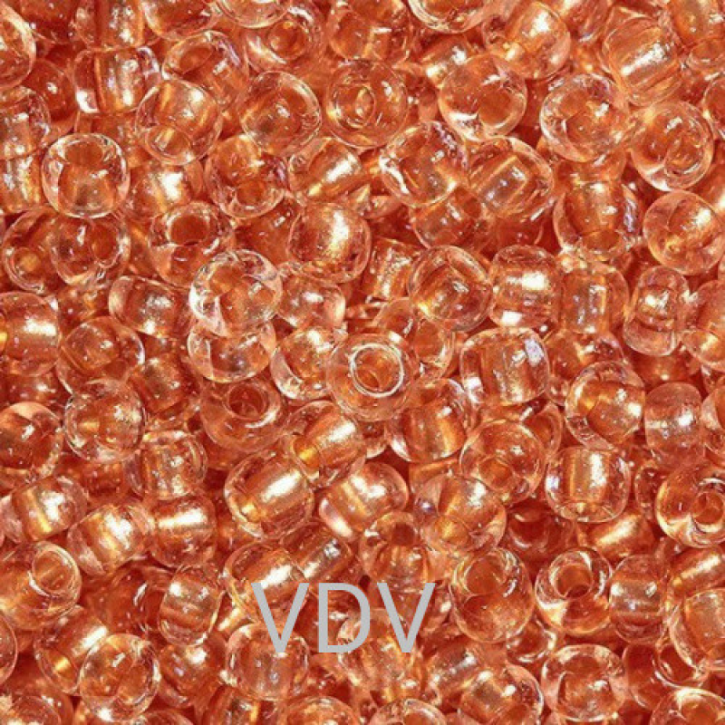 370-10/0-38918 Бісер Чехія (прозорий з мідною серединкою, золотисто-бежевий), упаковка 50 грамів