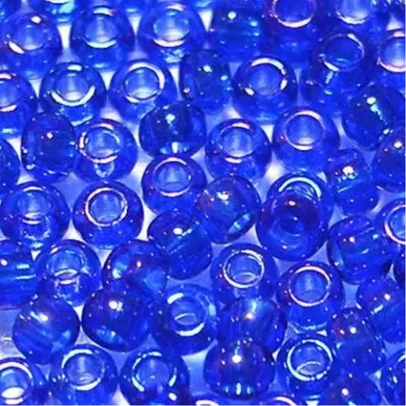753-10/0-31080 Бісер Чехія (прозорий райдужний, синій яскравий), упаковка 50 грамів