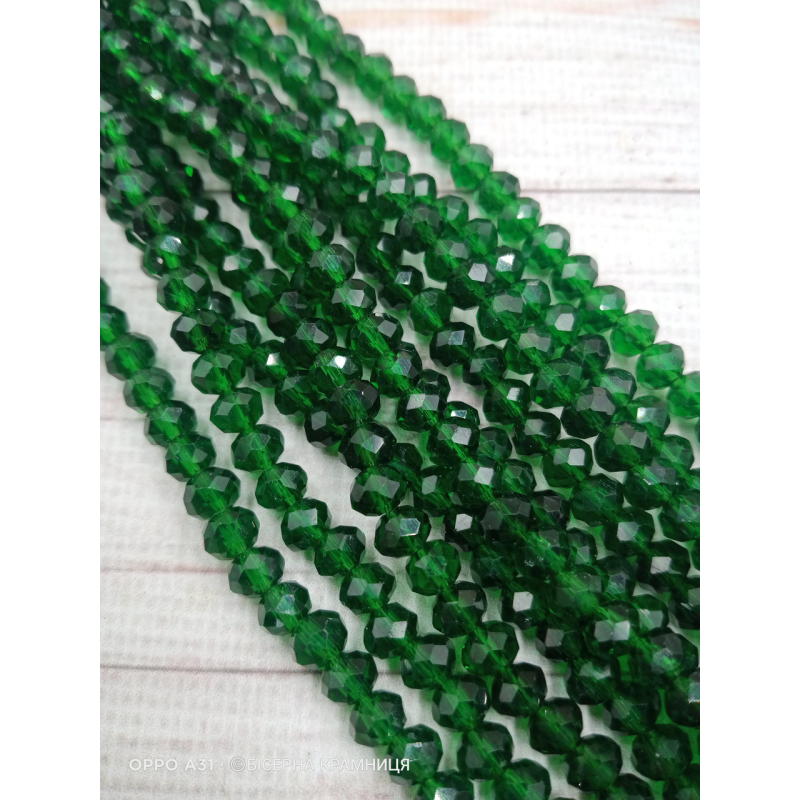 Ронделі, розмір 6*4 мм. Темно-зелені прозорі