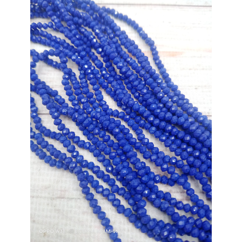 Ронделі, розмір 3*2 мм. Сині непрозорі