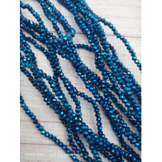 Ронделі, розмір 2,5*2 мм. Сині з гальванічним покриттям