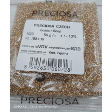 68106-10/0 Бісер Чехія (прозорий з золотою серединкою), упаковка 50 грамів