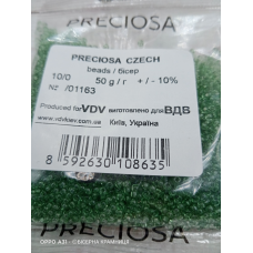 01163-10/0 Бісер Чехія (кристалічний сіро-зелений), упаковка 50 грамів