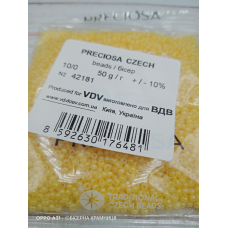 42181-10/0 Бісер Чехія (алебастровий жовтий з райдужним напиленням), упаковка 50 грамів