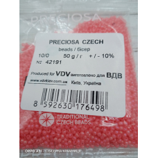 42191-10/0 Бісер Чехія (алебастровий рожевий з райдужним напиленням), упаковка 50 грамів