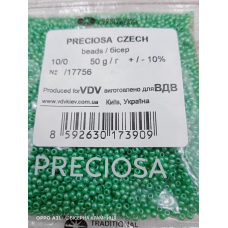 17756-10/0 Бісер Чехія (перлиновий зелений), упаковка 50 грамів