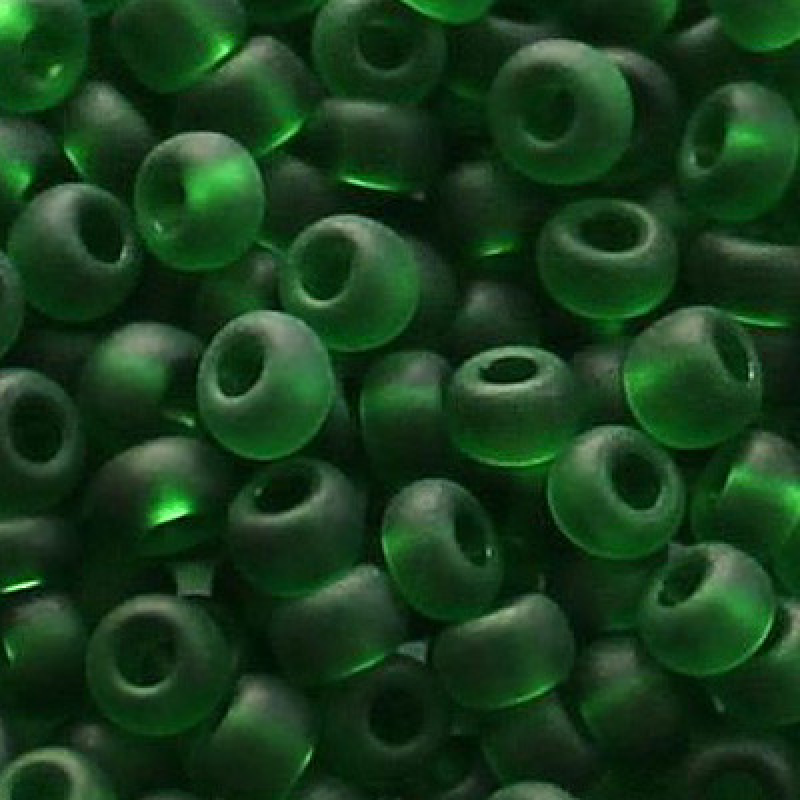 158-10/0-50120 Бісер Чехія (прозорий матовий, зелений темний), упаковка 50 грамів
