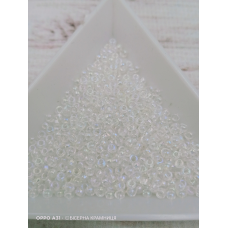 58135 бісер №10 Preciosa (Чехія) 5 грамів. Глазурований прозорий райдужний